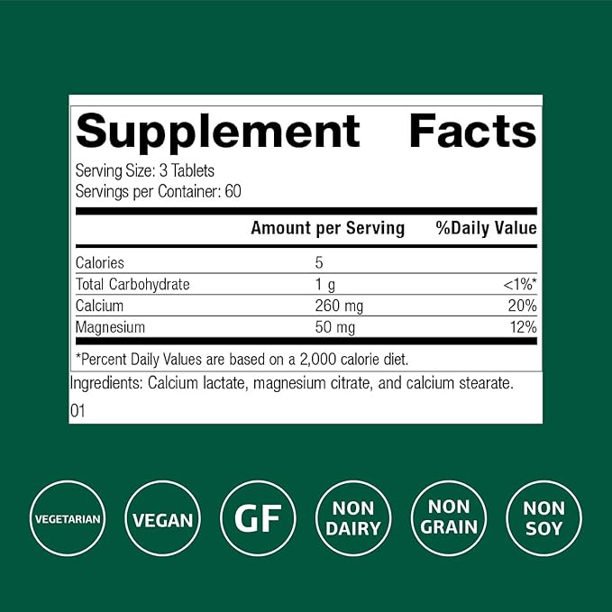 Standard Process Calcium Lactate Bone &amp Immune Health Dietary Support - Vegan Gluten-Free Non-Dairy Non-Soy &amp Non-Grain - Bone Joint &amp Health Support - 180 Tablets