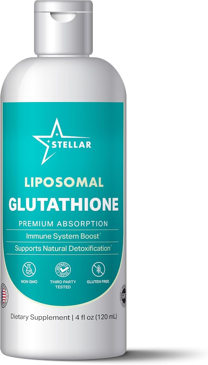 Stellar Liposomal Glutathione Liquid – Premium Absorption Antioxidant for Detox Immune Support &amp Cellular Health – Non-GMO Gluten-Free Third-Party Tested – 4 fl oz (120 mL)