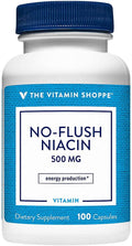 The Vitamin Shoppe No Flush Niacin 500mg - Cholesterol &amp Cardiovascular Support | Inositol Hexanicotinate | 100 Capsules | Flush-Free