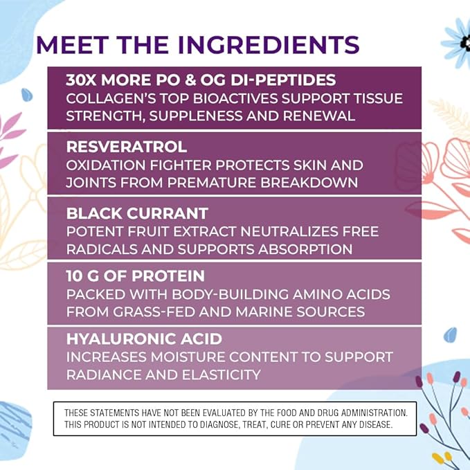 Body Kitchen Youthful Beauty Advanced Collagen Peptides Powder and Resveratrol and Hyaluronic Acid 10oz and Pro-Elastin Count of 60