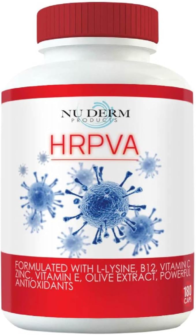 HRPVA Cold Sore Clear Skin Immune Support Supplements Vitamins Canker Sore Treatment L-lysine Olive Leaf Pancreatin B12 Vitamin C B-Complex Prunella Vulgaris Vitamin E ECHI
