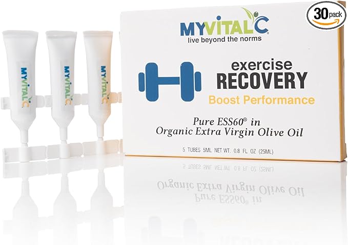 Exercise Recovery Supplement - Pure ESS60 in Organic Extra Virgin Olive Oil for Pre/Post Workout Recovery- Pack of 30 Tubes - 5 ML Each