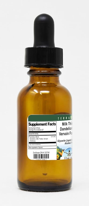 Terravita Milk Thistle Dandelion and Vervain Formula Glycerite Liquid Extract (1:5) - No Flavor (1 oz ZIN: 523746)