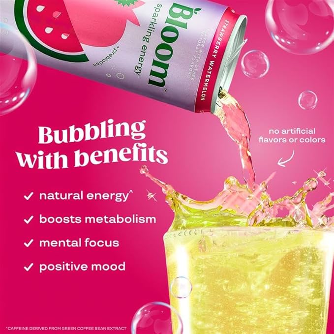 Bloom Nutrition Sparkling Energy Drink - Apple Crisp / Glacier Crush Variety Pack - Natural Caffeine Zero Sugar 180mg Caffeine - Antioxidant-Rich with Green Coffee Bean Green Tea Extract Prebiotic