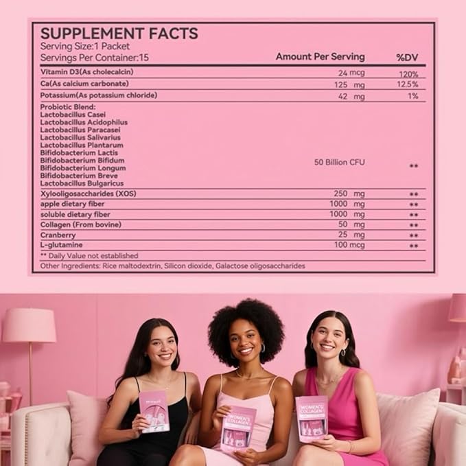 Collagen from Bovine Peptides Powder Probiotics &amp Prebiotics Vitamin D3 Naturally-Sourced Hydrolyzed Collagen Powder - Hair Skin Nail and Joint Support - Collagen Supplements for Women