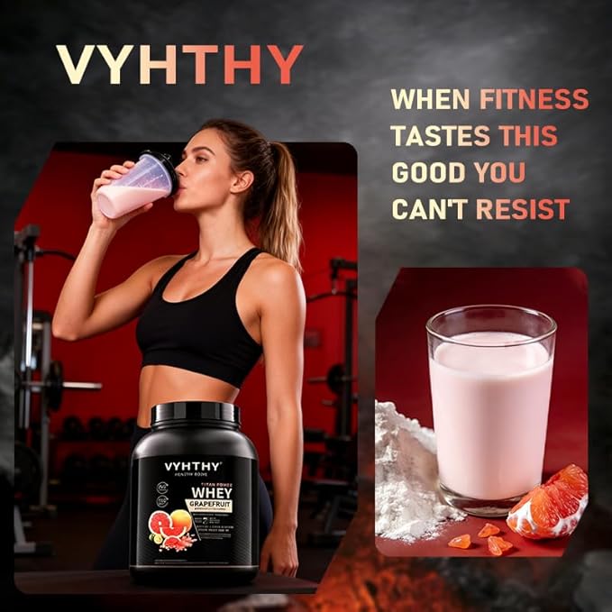 Grapefruit Flavored Whey Protein Powder24g Protein per Serving Fast-Absorbing Concentrated whey Protein Low Sugar Gluten-Free Natural Flavor3.5lbs(56oz)