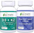 EZ Melts Vitamin D3 K2 and Multivitamin with Iron Sugar Free