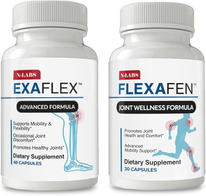 N-Labs Joint Support Bundle – Supports Mobility &amp Flexibility – ExaFlex &amp Flexafen for Joint Comfort &amp Strength – 60 Capsules 30 Capsules
