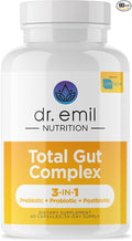 DR. EMIL NUTRITION Total Gut Health Complex - Prebiotic Probiotic &amp Postbiotic Supplement - Supports Digestive Health Bloating &amp Gut Balance - Non-GMO &amp Soy-Free - 60 Capsules