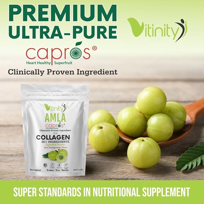 VITINITY AMLA SUPERFOOD 20+Key Ingredients Collagen (Type 1 &amp Type 3) Powder with CLINICALLY Proven Ingredient (AMLA) for AdultsFast-Acting Liquid DELIVERY(30 Day Supply)