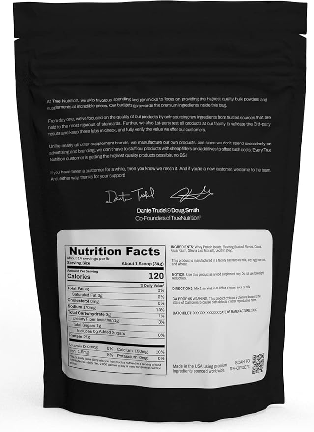 True Nutrition Whey Protein Isolate Powder - Cold-Filtered 27g Protein per Serving - Supports Muscle Growth &amp Recovery - Keto Gluten Free Lactose Free Non-GMO - Chocolate Fudge Brownie - 1lb