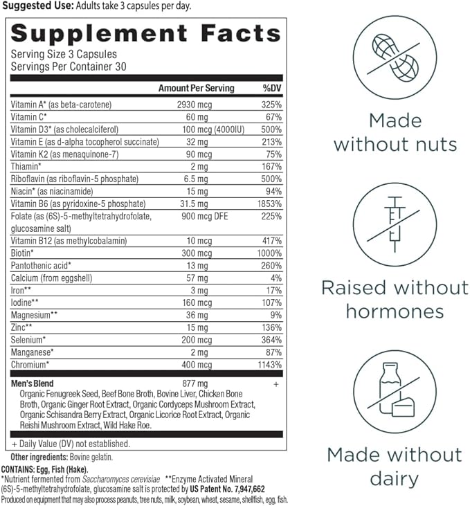 Ancient Nutrition Multivitamin for Men Multi Men's Methylated Vitamin D C E B12 Zinc Magnesium Supports Healthy Immune System and Bone Health 90 Ct