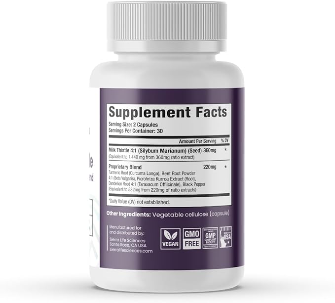 Milk Thistle+ Liver Support Blend | 580mg with Turmeric Dandelion Root Beet &amp Black Pepper | for Liver Enzyme Support Detox &amp Antioxidant Defense | 2-Pack