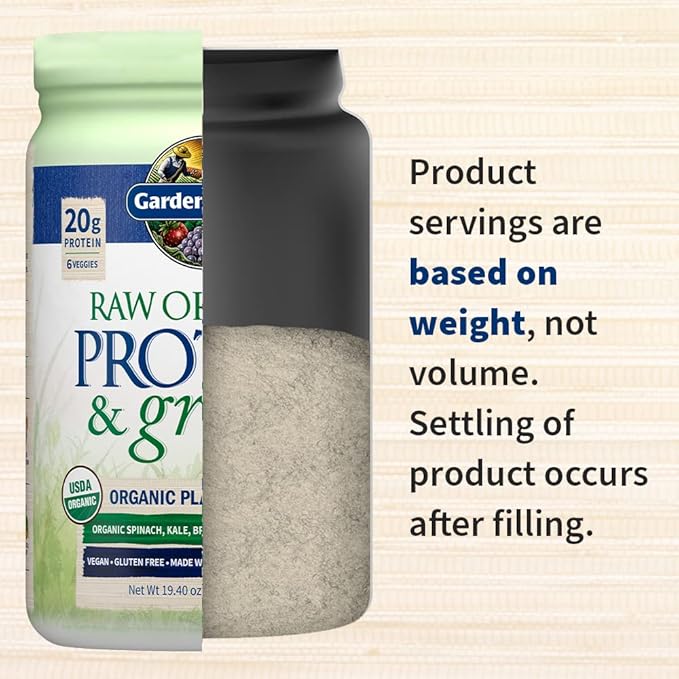 Garden of Life Raw Protein &amp Greens Vanilla Protein Powder – 20g Plant Based Greens Powder Probiotics &amp Enzymes Post-Workout Recovery Vegan Gluten-Free Non-GMO 20 Servings