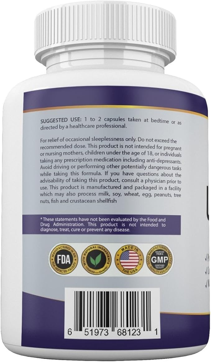 Ultra Sleep Pro Health - Sleep Aid for Adults with L-Theanine 5-HTP and GABA - Dietary Supplement for Better Sleep – Vegan and Non-GMO - Made in USA – 60 Capsules