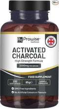 Activated Charcoal Capsules - 200 High Strength Vegan Capsules- 2000mg per Serving I Made in The UK by Prowise Healthcare