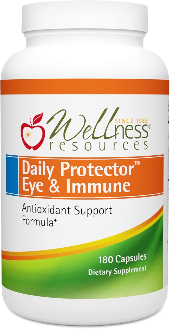 Wellness Resources Daily Protector Eye &amp Immune - Lutein Lycopene Zeaxanthin Cryptoxanthin Bilberry and More for Eye Immune and Skin Health (180 Capsules)