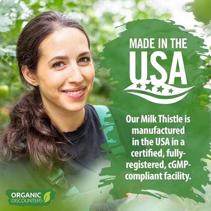 USDA Organic Milk Thistle 30:1 Extract Capsules 280 Vegan Capsules Rich in Silymarin Flavonoids Liver Cleanse and Liver Detox Support Standardized 30X Extract Made in the USA
