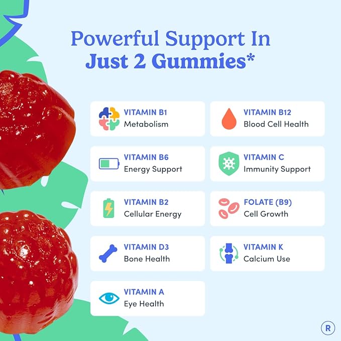 FIRST DAY Multivitamin for Men + Organic Fruit &amp Veggie Blend Mens Multivitamins Gummies with 13 Key Nutrients for Energy Focus Immunity - Vitamins A B1 B2 B6 B9 B12 C D3 K - 30 Day Sup