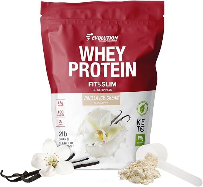Evolution Advance Nutrition Fit &amp Slim Blend – Grass-Fed Whey Protein Powder for Easy Digestion Keto-Approved Non-GMO Stevia Sweetened Natural Flavor – 2 Pounds (Vanilla)