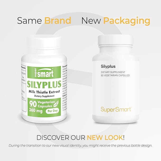 Supersmart - Silyplus 360mg per Day (Patented) - with Silymarin Milk Thistle Supplement - Siliphos Phytosomes | Non-GMO &amp Gluten Free - 90 Vegetarian Capsules