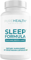 PUREHEALTH Research Sleep Formula - Natural Sleep Support Supplement for Adults - for Restfulness &amp Relaxation - with Melatonin Valerian Root GABA L-Theanine Lemon Balm Hops &amp More - 60 C