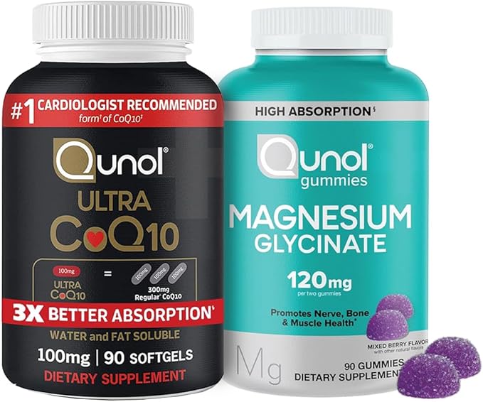 Qunol CoQ10 &amp Magnesium: Ultra CoQ10 100mg 90 Softgels &amp Magnesium Glycinate 120mg 90 Gummies