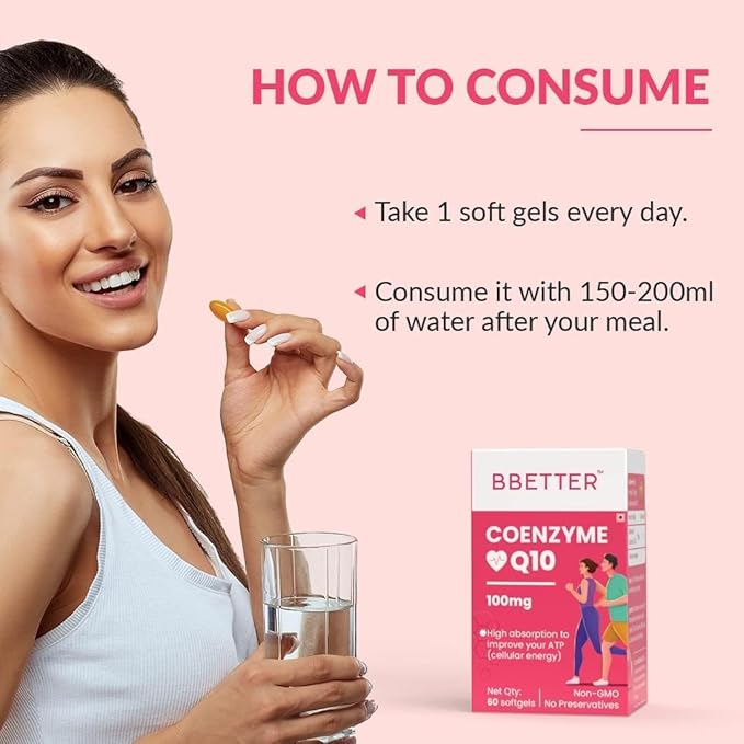 Generic Coenzyme Q10 100mg - Boosts Heart Health Energy Levels and Antioxidant Defense COQ10 60 High Absorption Softgels