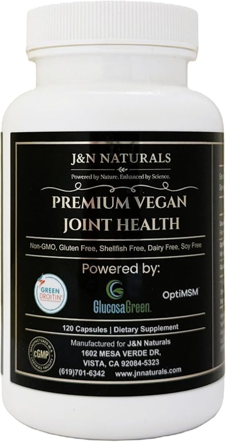 Vegan Glucosamine Chondroitin MSM Joint Support Supplement for Women and Men. Snow Mushroom Chondrotin Sulfate OptiMSM® Mobility Cartilage &amp Flexibility Support Shellfish-Free Non-GMO 120 Capsul