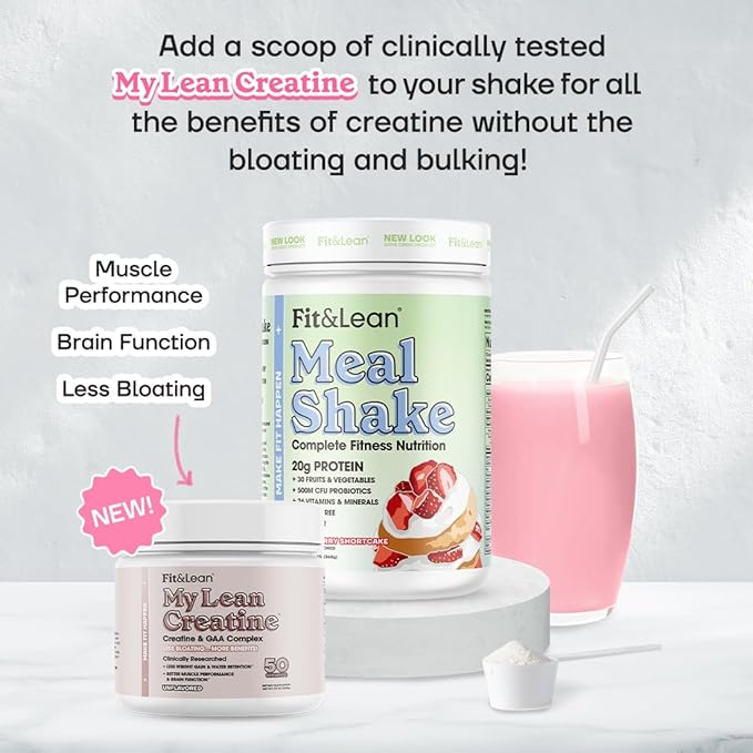 Fit &amp Lean Meal Shake Fat Burning Meal Replacement Protein Fiber Probiotics Strawberry Shortcake 0.8 lbs (365 g)10 Servings Per Container