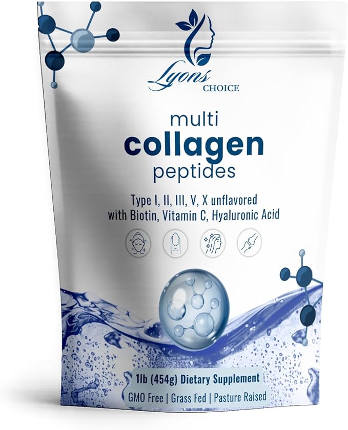 Premium Multi Collagen Peptides Powder – Hydrolysed Type I II III V X | Unflavoured High Absorption | Supports Skin Hair Nails Joints &amp Gut Health | Keto Paleo Non-GMO (1 lb.)