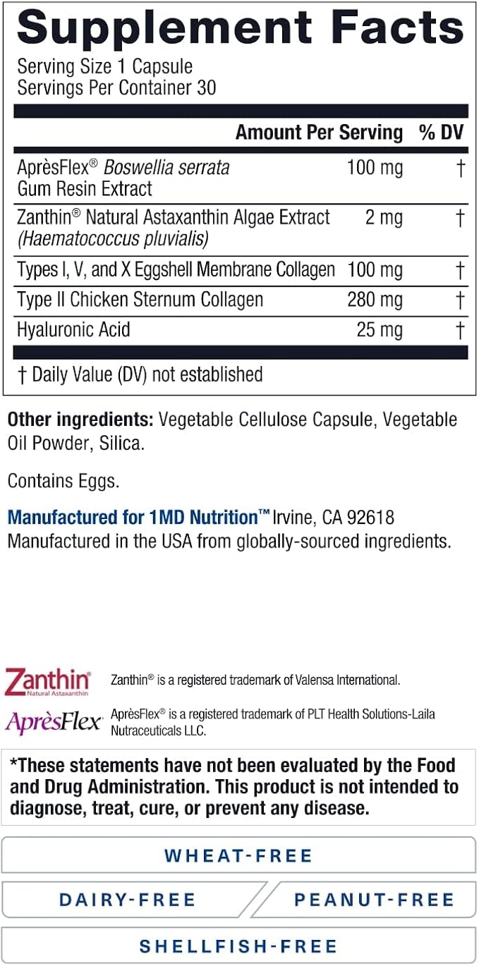 1MD Nutrition MoveMD - Joint Health Supplement - Doctor Formulated | with Collagen Astaxanthin and More | 30 Capsules (2-Pack)