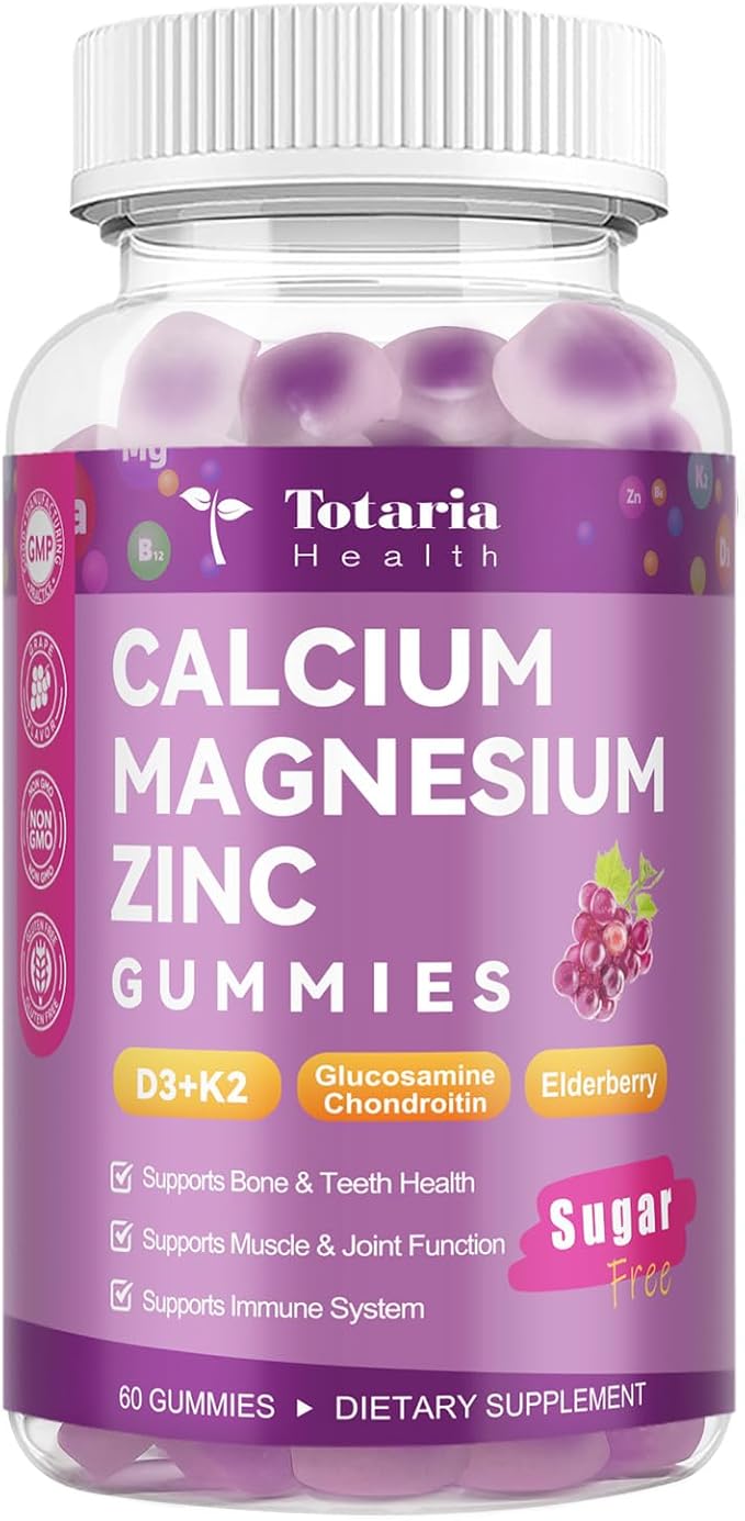 Totaria Calcium Magnesium Zinc Gummies &amp Women's Multivitamin Gummies (Grape Flavor) Bundle