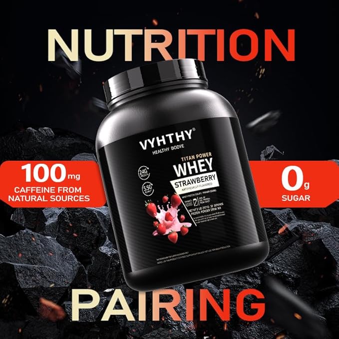Strawberry Flavored Whey Protein Powder24g Protein per Serving Fast-Absorbing Concentrated whey Protein Low Sugar Gluten-Free Natural Flavor 2 lbs/32 oz.