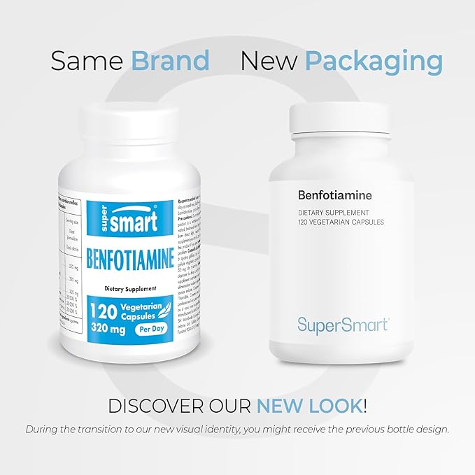 Supersmart - Benfotiamine 320mg per Day (High Potency) - Bioavailable Thiamine - Vitamin B1 Benfotiamine Supplement | Non-GMO &amp Gluten Free - 120 Vegetarian Capsules