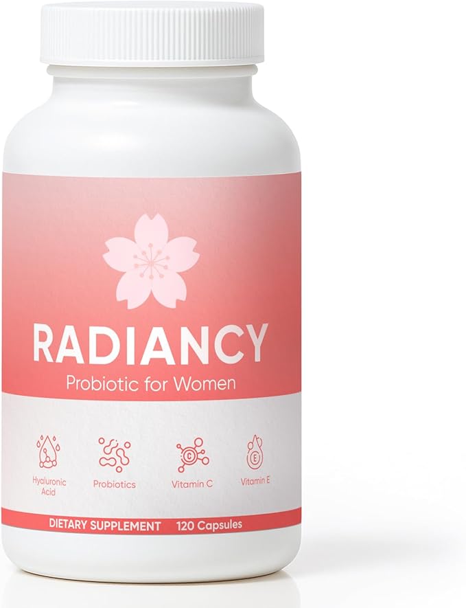 Radiancy Probiotic for Women Vaginal Probiotics for Dryness &amp PH Balance Cherry Blossom Extract Hyaluronic Acid Probiotics Vitamin C 120 Ct