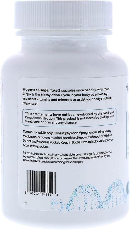LIFEDNA Methyl + Methylfolate - Methylated Folate Vitamins Active 5-MTHF TMG Optimized Homocysteine Brain Cardiovascular Highly Bioavailable MTHFR Supplement