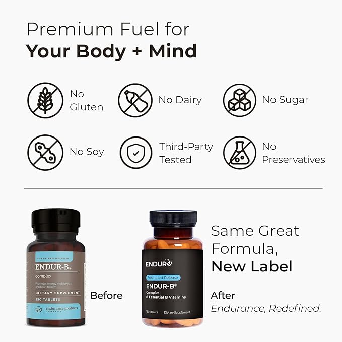 ENDUR-B Complex - SR (Sustained Release) Energy Healthy Aging Cardiovascular Support - B2 B3 B5 B6 Folic Acid B12 Biotin - Designed for Optimum Nutrient Delivery - 150 Tablets