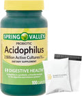 Spring Valley Acidophilus Supplement Probiotics for Women &amp Men Supports Digestive Health 100 Count 2 Billion Active Cultures for a Healthy Digestive System Set wih Basket Goods Store