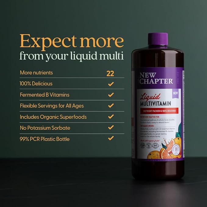 New Chapter Liquid Multivitamin + Mineral Supplement for Whole-Body Benefits 100% Delicious Multivitamin for Adults Teens &amp Kids 2+ Ready to Absorb Faster Orange Mango Flavored 30 oz