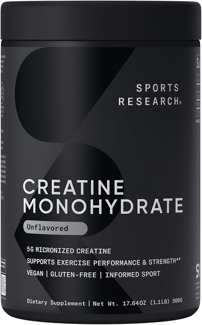 Sports Research Training Performance Pack - Creatine Monohydrate and Sweet Sweat Waist Trimmer (Black/Yellow Medium)