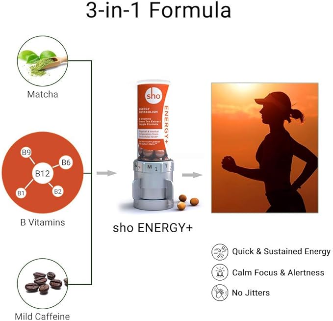 SHO Balance Prebiotics &amp Probiotics Bundle Energy+ Matcha Extract &amp Vitamin B Complex Supplements