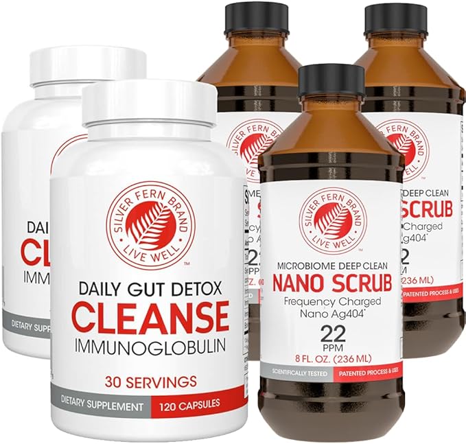Silver Fern Brand Ultimate Clean-Up Kit - Moderate to Severe Issues - Cleanse Capsules &amp Nano Scrub Liquid I Kit 30 Day Supply No Gluten No Dairy Made in USA