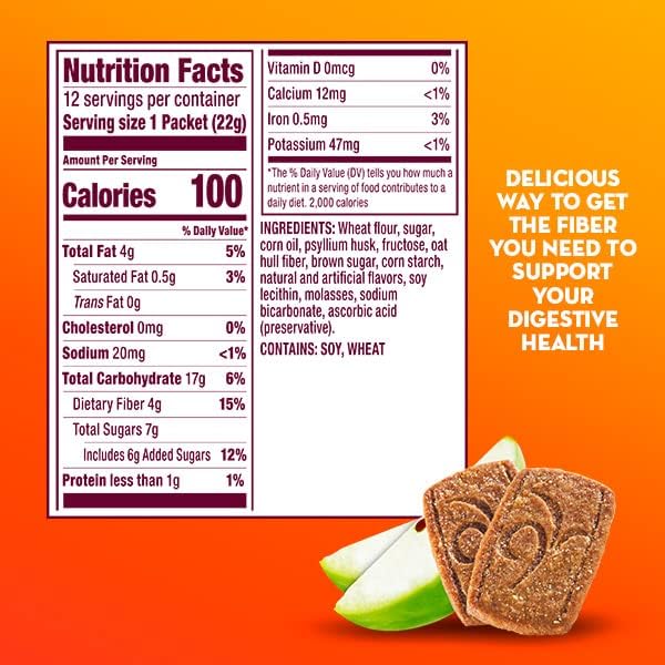 Metamucil Fiber Thins Daily Psyllium Husk Fiber Supplement Supports Digestive Health and Satisfies Hunger Apple Crisp Flavor 48 Total Servings (4 Packs of 12)