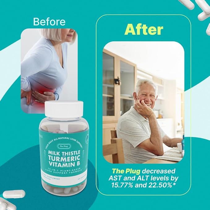 The Plug Liver Cleanse Detox &amp Repair Milk Thistle (Silymarin) Turmeric Dandelion Root &amp Vitamin B– Herbal Capsules for Liver Digestive &amp Immune Support – Non-GMO Gluten-Free Kosher –