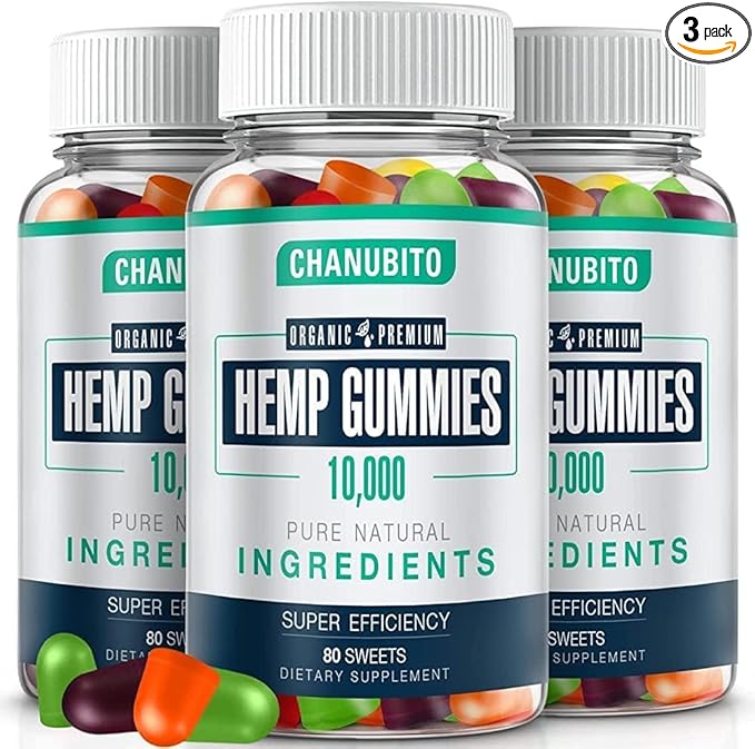 Hemp Gummies (3 Packs) Organic Omega 3 6 9 Supplement High Potency - Pain Sleep Mood - with Pure Hemp Oil Extract - Natural Edibles Gummy-Vegan Non-GMO Low Sugar