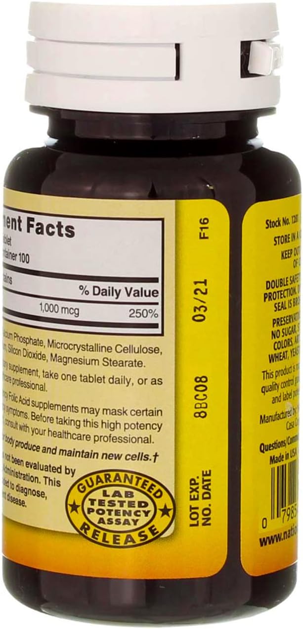 Nature`s Blend Folic Acid 1000mcg Tablets 100 Count (6 Pack)