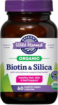 Oregon's Wild Harvest Biotin &amp Silica – USDA Certified Organic Vegan Capsules for Hair Skin &amp Nail Support with Microbiome-Supporting Herbs – Non-GMO 60 Count