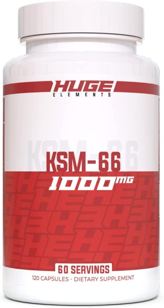 Huge Supplements KSM-66 Ashwaghanda High Potency 5% Withanolides 1000mg of Clinically Studied KSM66 (120 Capsules)