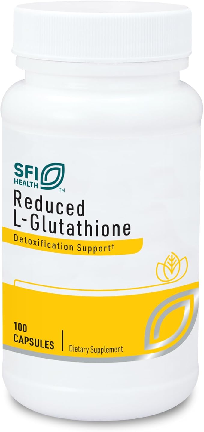 Klaire Labs SFI Health Reduced L-Glutathione 150mg - Antioxidant Supplement with Magnesium for Liver Detox &amp Immune Support - Active Reduced Form - Hypoallergenic (100 Capsules)